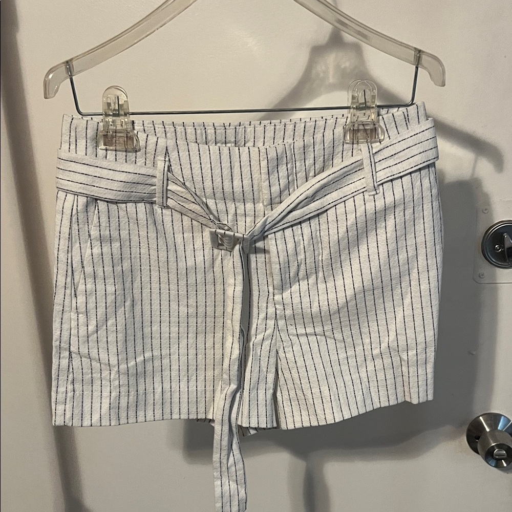 Banana Republic White and Black Striped Women Shorts